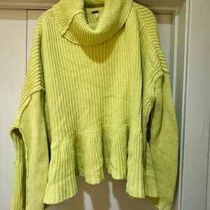 Women's Free People Lime Green Turtleneck Sweater